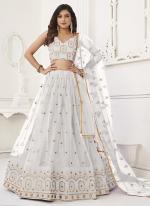 Butterfly Net White Party Wear Embroidery Work Lehenga Choli